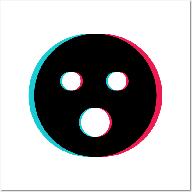 TikTok O Oh emoji smiley Black Wall Art by ThingyDilly